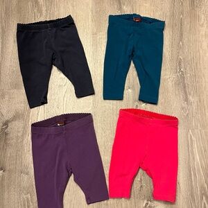 Girl's Lot of 4 Tea Collection Capri Leggings- 6-12 Months- Pre-owned